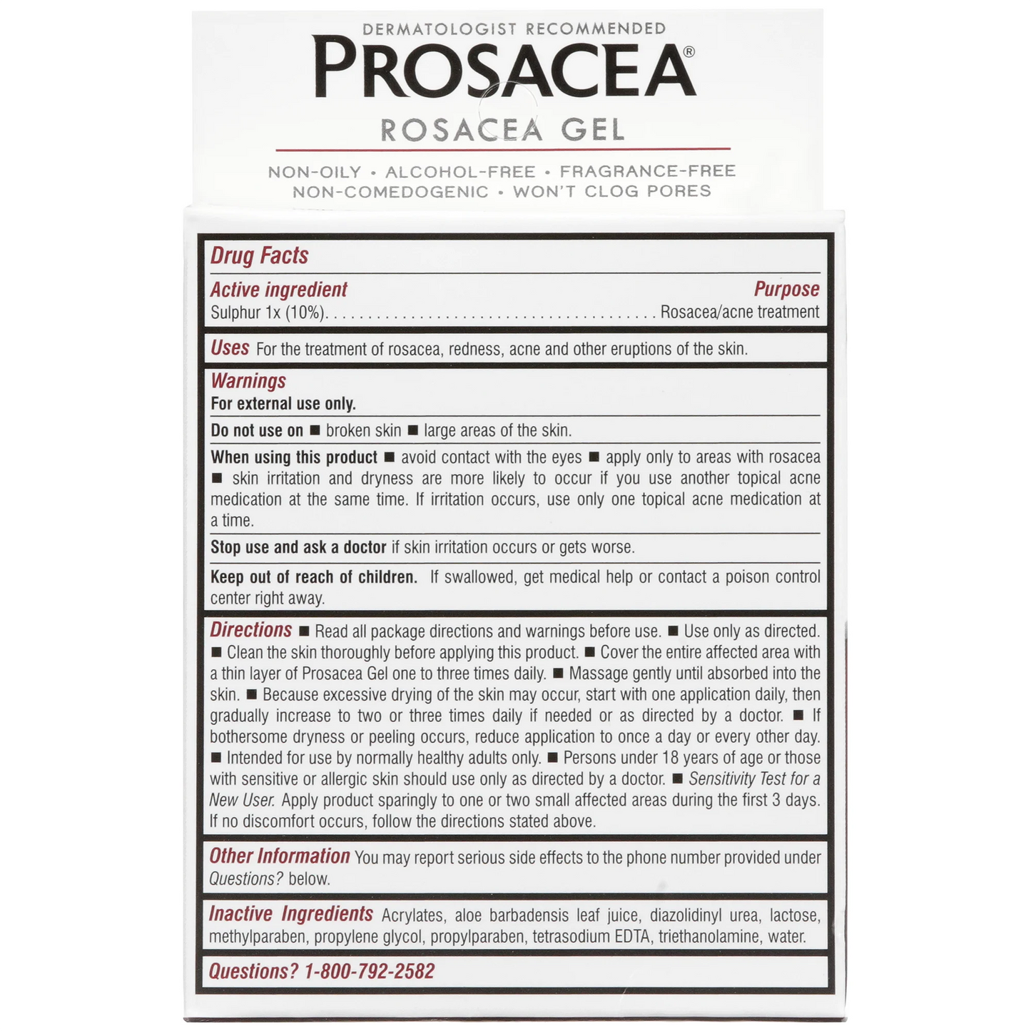Prosacea Rosacea Gel, Heals Rosacea Symptoms of Redness, Pimples and Irritation, 0.75 oz