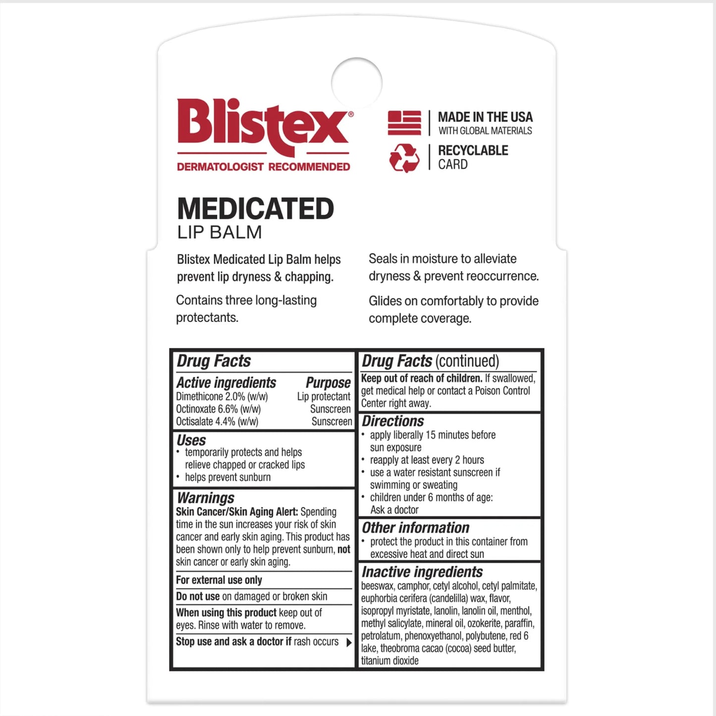 Blistex Medicated Lip Balm - Advanced Protection for Dry, Chapped Lips - 5 Count, 0.15oz Ea.