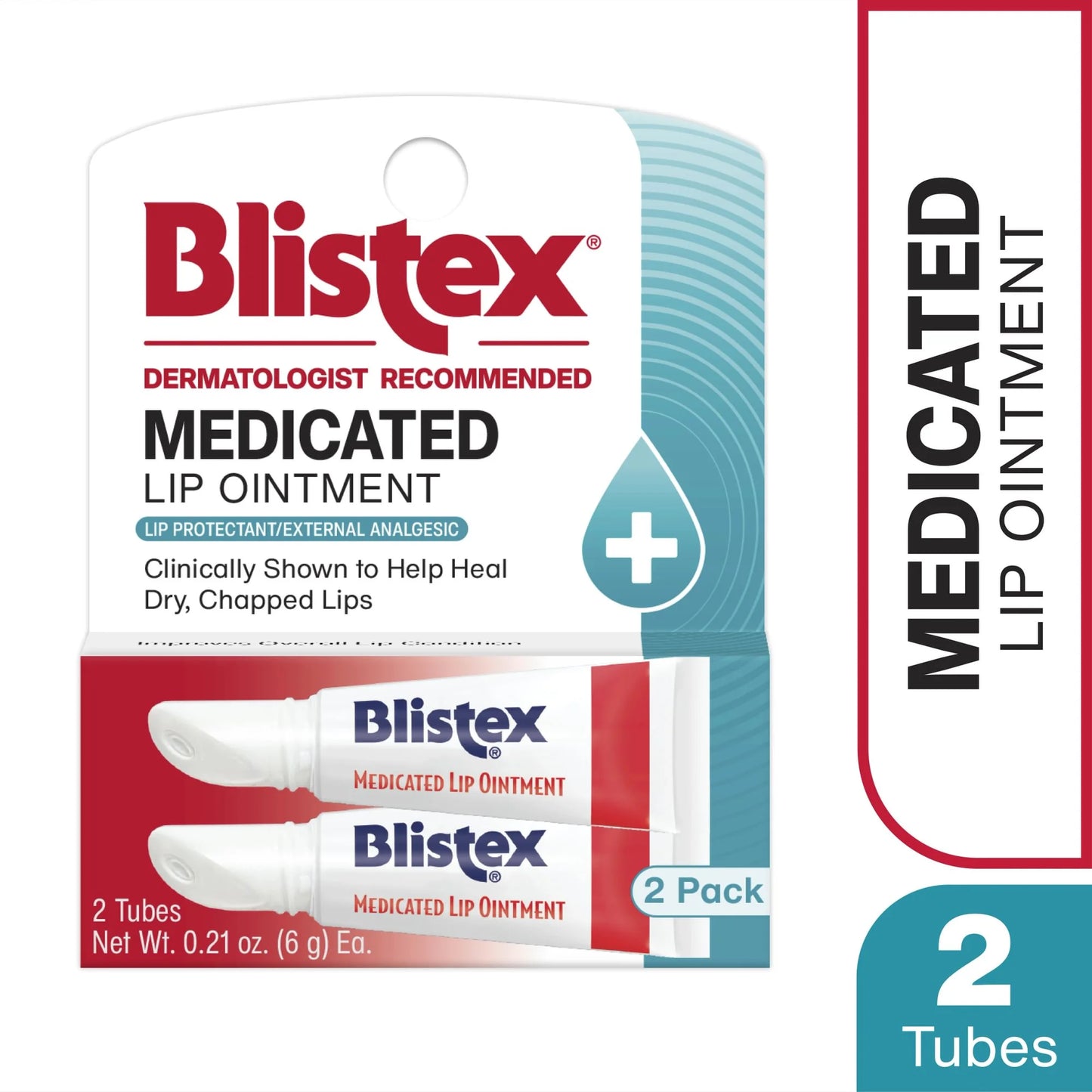 Blistex Medicated Lip Ointment - Advanced Moisture for Dry, Chapped Lips - 2 Count, 0.21oz Ea