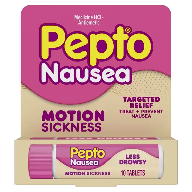 Pepto Bismol Nausea Tablets for Motion Sickness & Nausea Relief, 10 Count