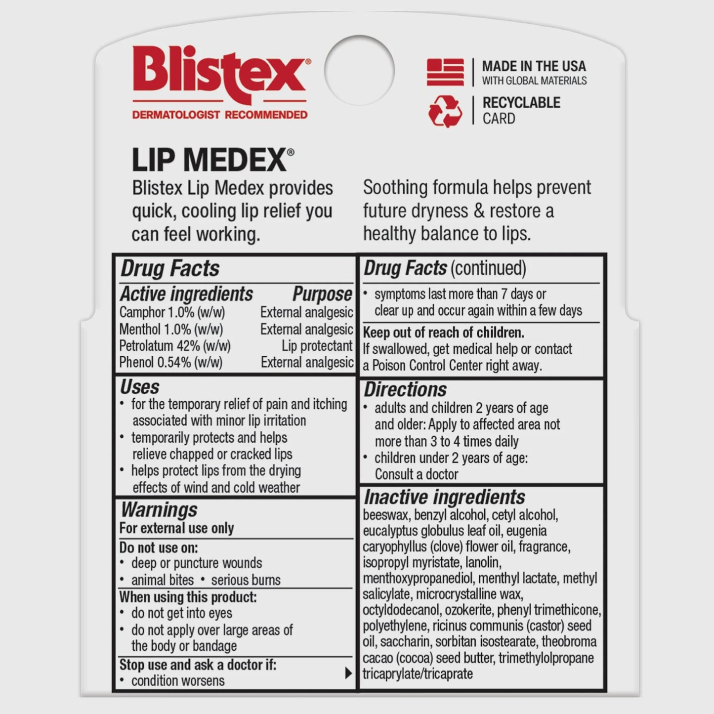 Blistex Lip Medex Stick - Medicated Relief with Soothing Relief - 3 Count, 0.15oz Ea.