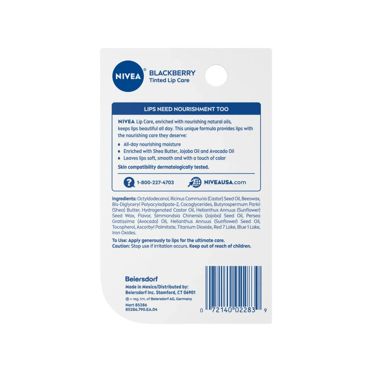 NIVEA Lip Balm, Blackberry Flavored Tinted Lip Balm Stick with Shea Butter and Jojoba Oil, 0.17 Oz