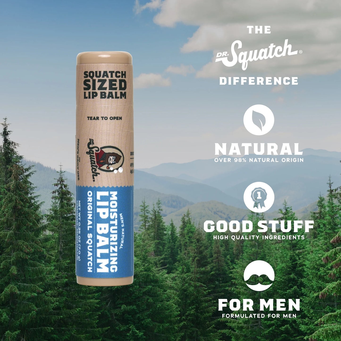 Dr. Squatch Original Mint Moisturizing Lip Balm Moisturizer Natural Lip Moisturizer, 0.25 Oz