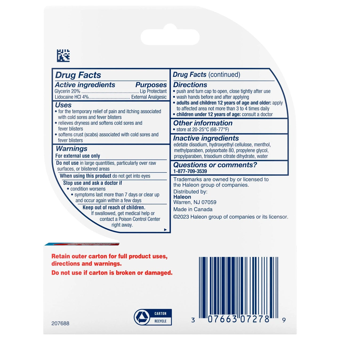 Abreva Cold Sore Treatment Rapid Pain Relief Cream - 1 Tube, 3 Grams