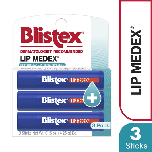 Blistex Lip Medex Stick - Medicated Relief with Soothing Relief - 3 Count, 0.15oz Ea.