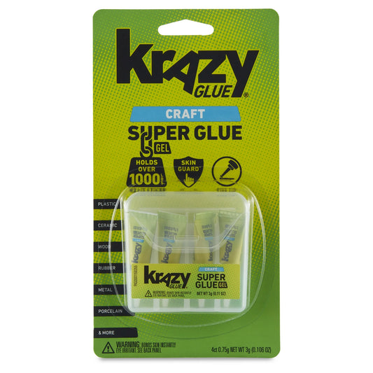 Elmer's Instant Krazy Glue, All-Purpose Single Tube, 4-Tube/Pkg.