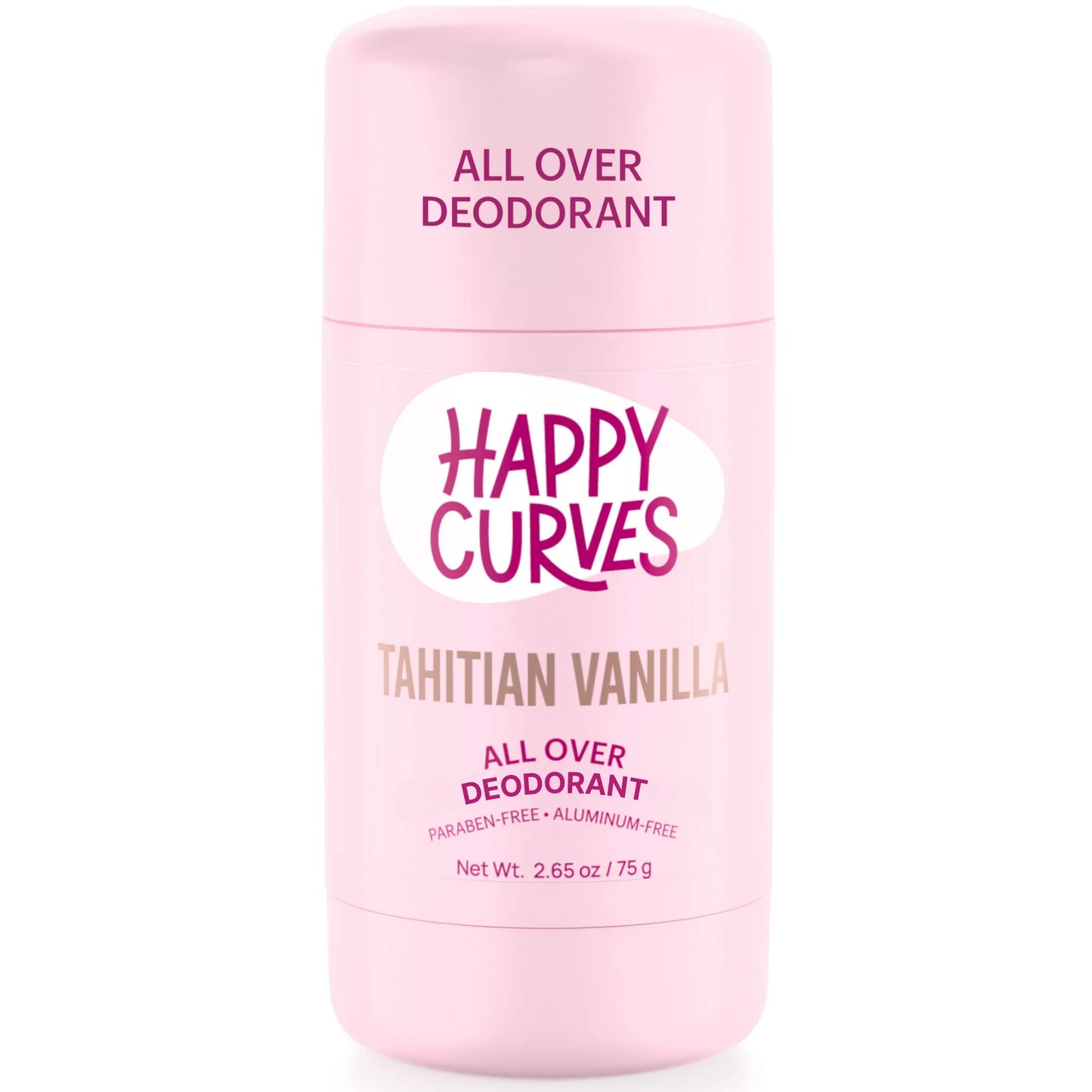 Happy Curves Aluminum & Talc Free Whole Body Deodorant for Women, Tahitian Vanilla, Stick, 2.65 oz