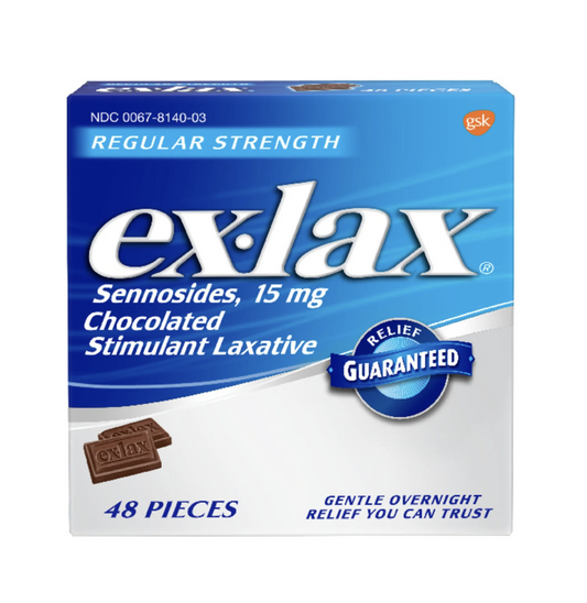 Ex-Lax Regular Strength Chocolated Stimulant Laxative Constipation Relief Pills - 48 Count