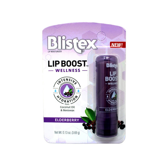 Blistex Lip Boost Wellness, Intensive Hydration from Coconut Oil & Beeswax, Elderberry Moisturizer 0.13 oz